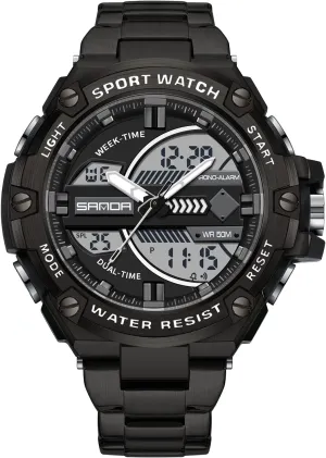 Military Digital Analog Watches, Sports Outdoor Wrist Watch Date Multi Function status Tactics LED Alarm Stopwatch FORSINING Watch for Men, Waterproof 