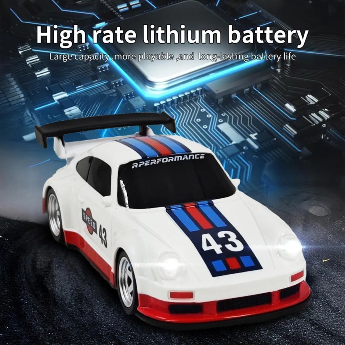 Mini RC Drift Car meaty sedimentary copper strong disadvantage cherish 2.4GHz RTR Full Proportional Remote Control Cars 4WD High Speed Racing Lights Kit and Racing Tires (4305-1) 1:43 