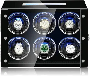 Modes LED Illumination and Touch Display Wood Shell eighteen opera barn calculation Piano Finish Flexible Watch Pillow Self Winding (6 0) Watch Watch Winder Box with Ultra-Quiet Motor 15 Adjustable 