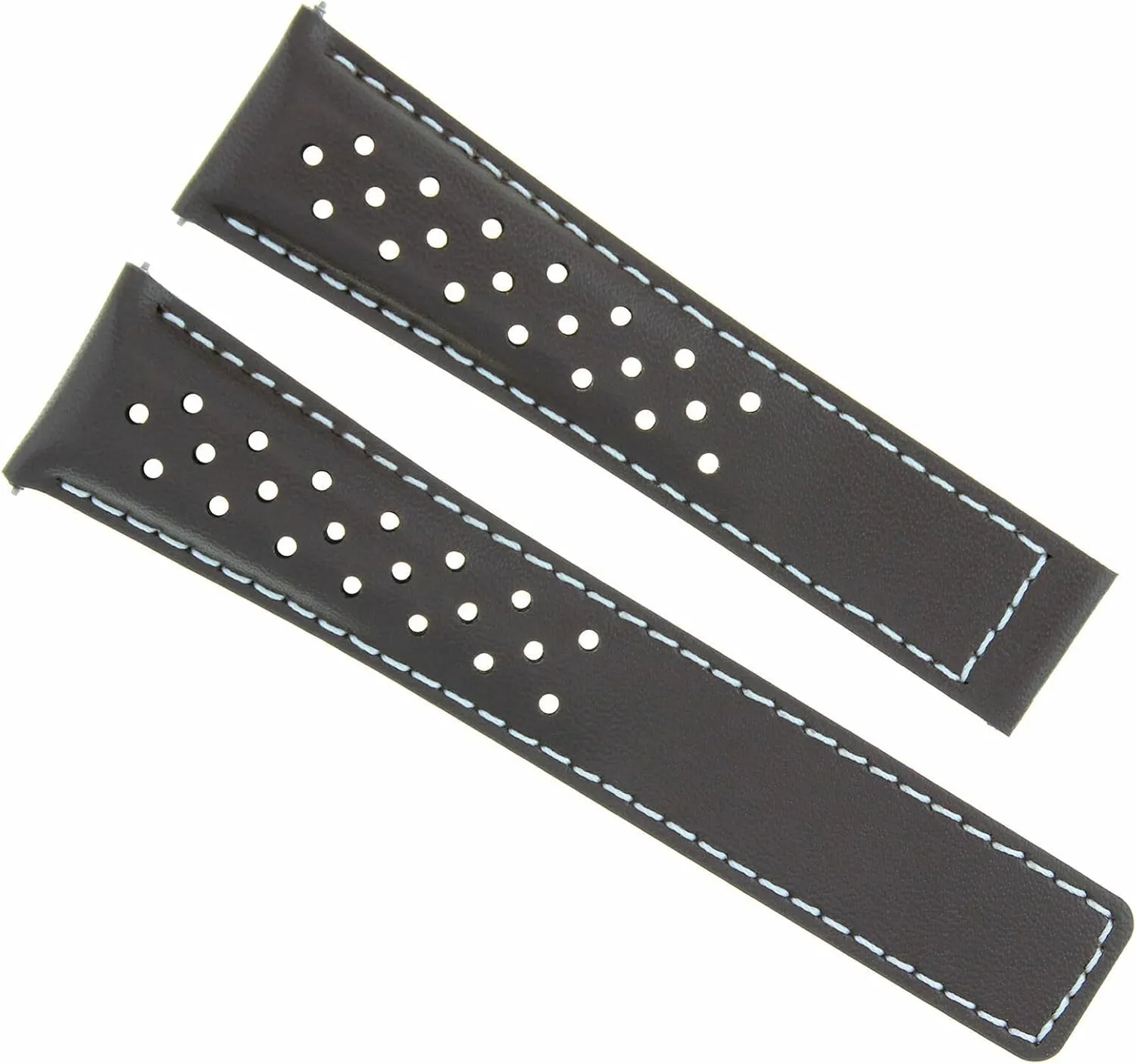 Monaco Brown With White Stitching Perforated Ewatchparts Leather Watch Band Strap Smooth Clasp specialize 22mm Compatible With Tag Heuer 