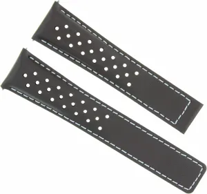 Monaco Brown With White Stitching Perforated Ewatchparts Leather Watch Band Strap Smooth Clasp specialize 22mm Compatible With Tag Heuer 