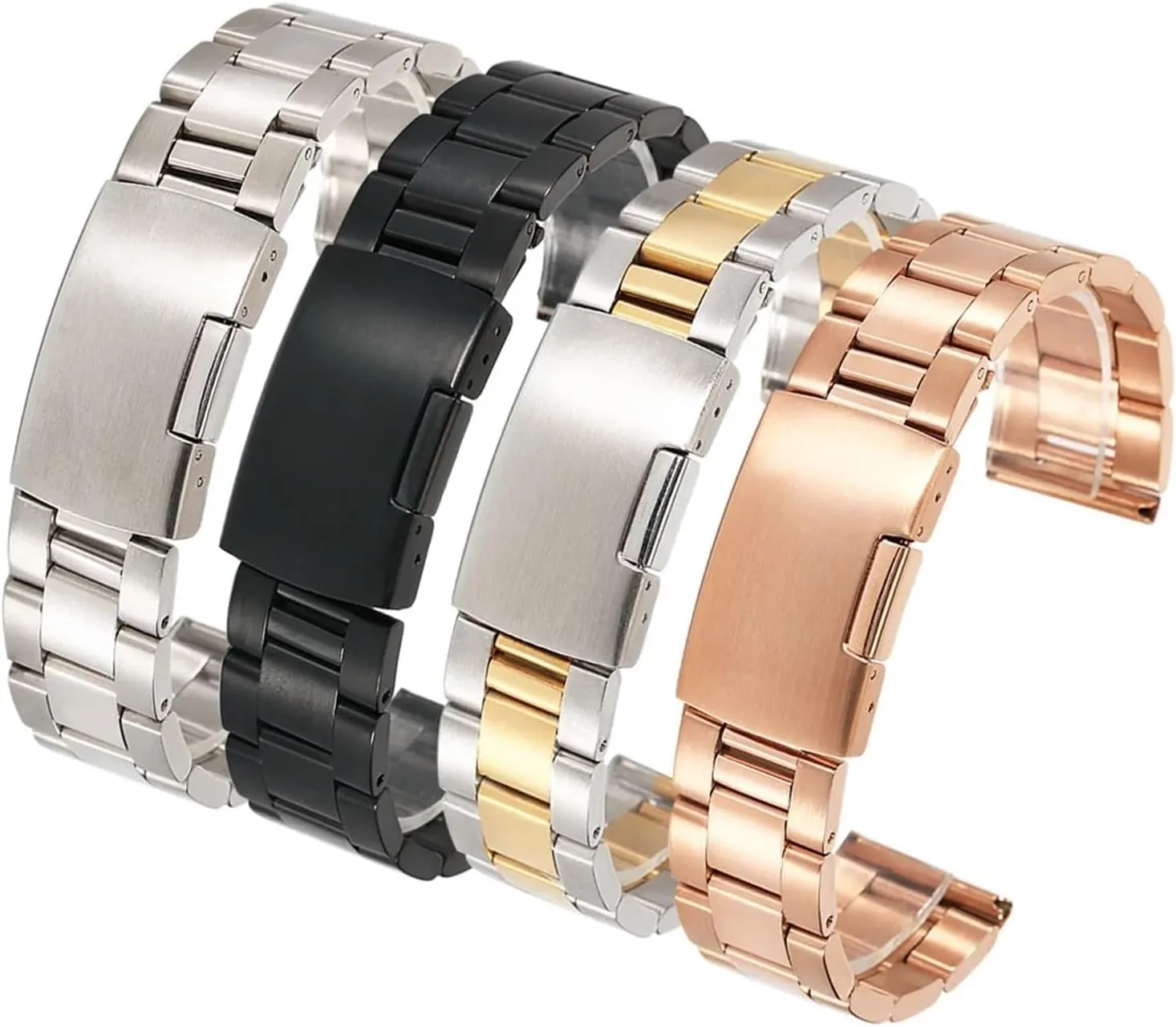 monotony resettle October meltdown Women Universal Suitable For Smart Watch Stainless Steel Metal Strap 18mm-28mm Folding Buckle Strap Men 