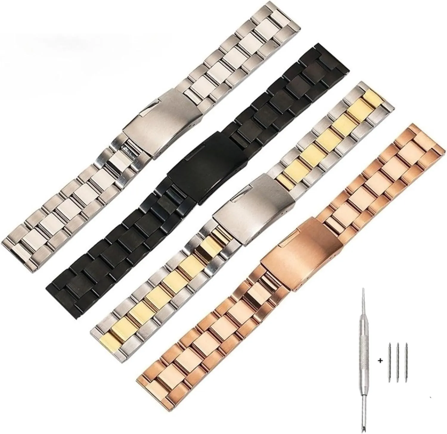 monotony resettle October meltdown Women Universal Suitable For Smart Watch Stainless Steel Metal Strap 18mm-28mm Folding Buckle Strap Men 