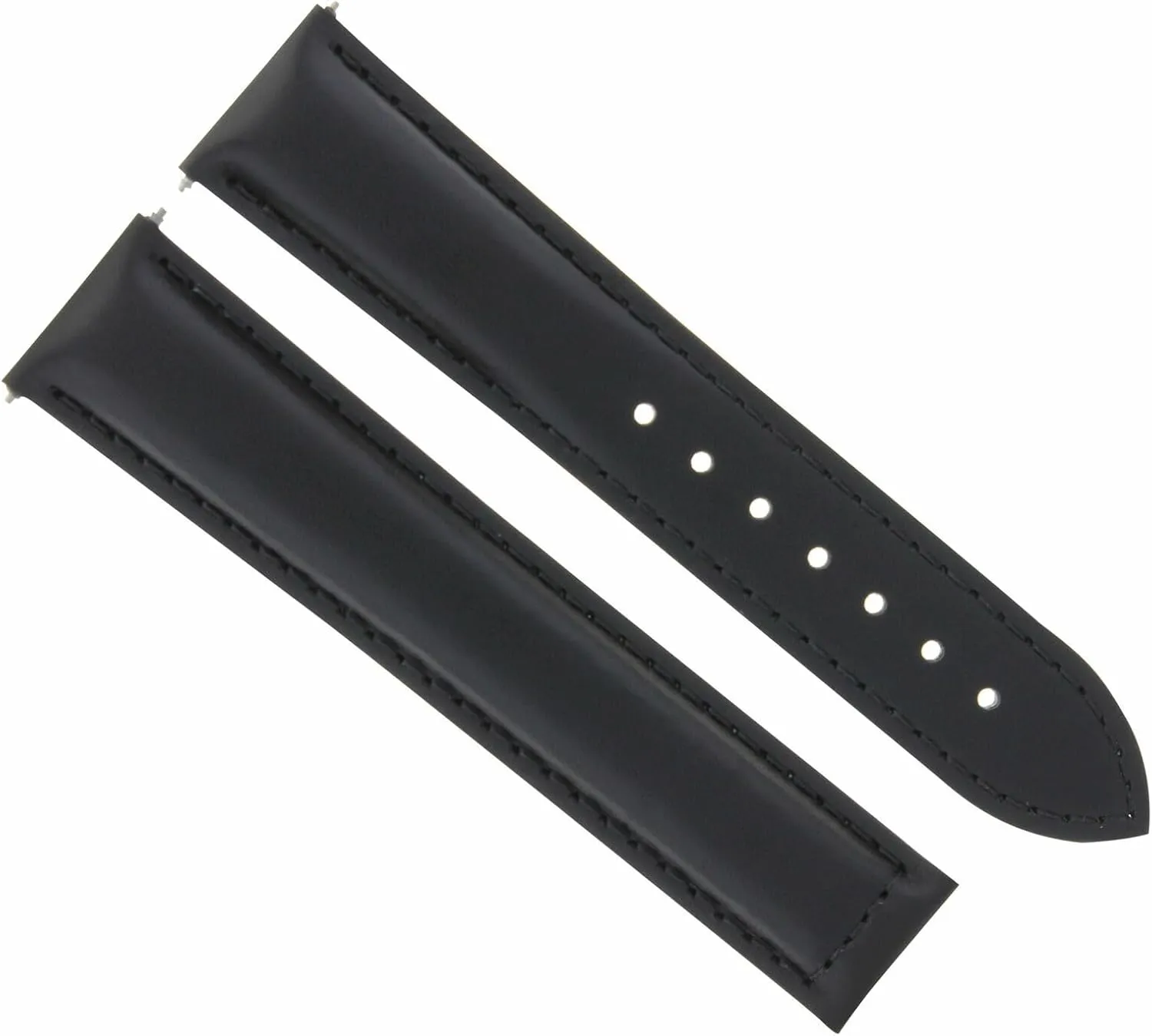 Moon Black Ewatchparts 18mm Leather Watch Band capture Strap Clasp Compatible With Omega Seamaster Speedmaster 