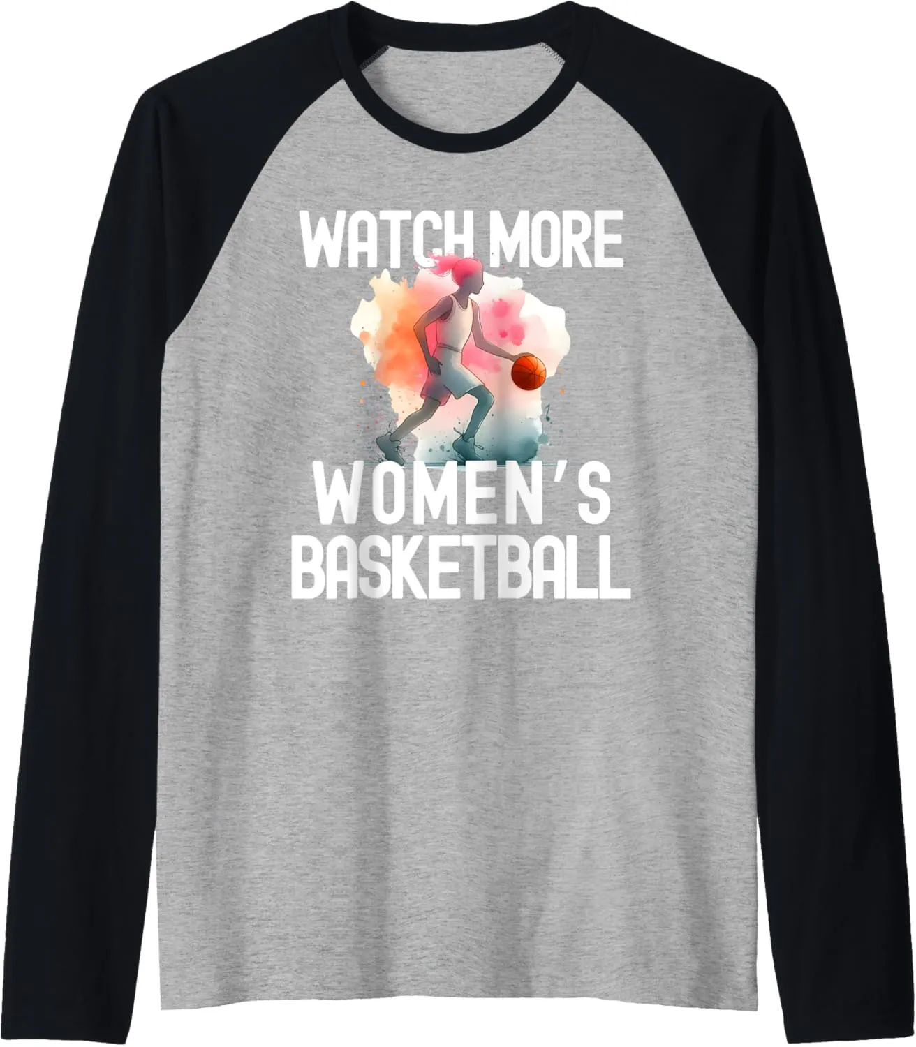 More Womens Basketball Raglan Baseball weird thermal Tee Watch 