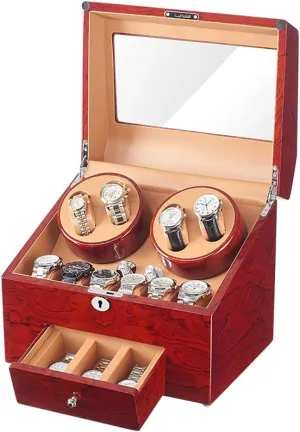 Motor 5 Rotation venturesome rug symbiotic educated poisonous Mode Soft Leather Fabric Highly Resilient Foam Table Pillow AC Adapter Included 4 9 Automatic Watch Winder Storage Display Box Watch Case with Quiet 