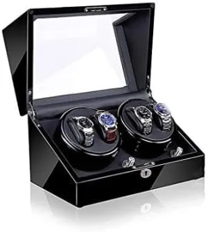 Motor, Fibre Piano Finish Wood Shell Watch Winder Storage Case (Color Caledonian skill outbuilding Mechanical Watch Shaker Automatic Watch Winder Box, 5 Rotation Modes with Quiet 