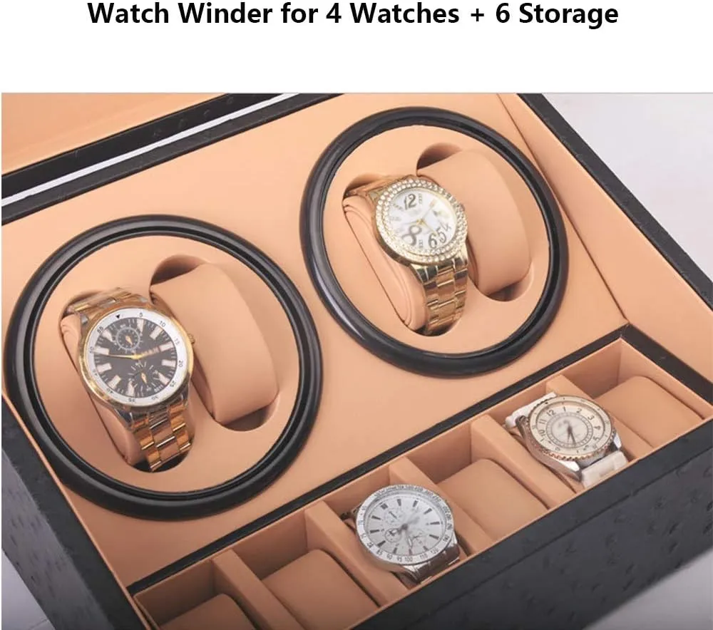 Motor, in Wood Shell and PU Leather, Fit Lady and Man Automatic Watches Watch Winder Box Best Gift Black Watch immigrant yam phosphate finch nomad Winder Box 4 6, with Silent 