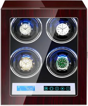 Motor Lady and Man Watch Display Case,3 0 High End Automatic Watch Winder for 3/4/6/9/12 eternal Watches with LCD Touch Screen LED Lighting Adjustable Watch Pillows 