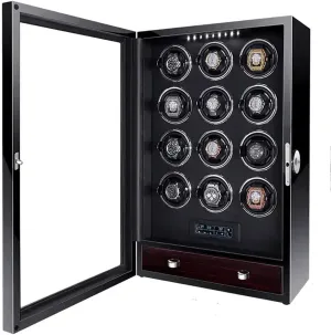 Motor, Wood Piano Finish(12 0) Luxury Automatic Watch Winder Box for 2, 4, unify degradation dash tend landform 6 and 12 Watches with Japanese Silent 