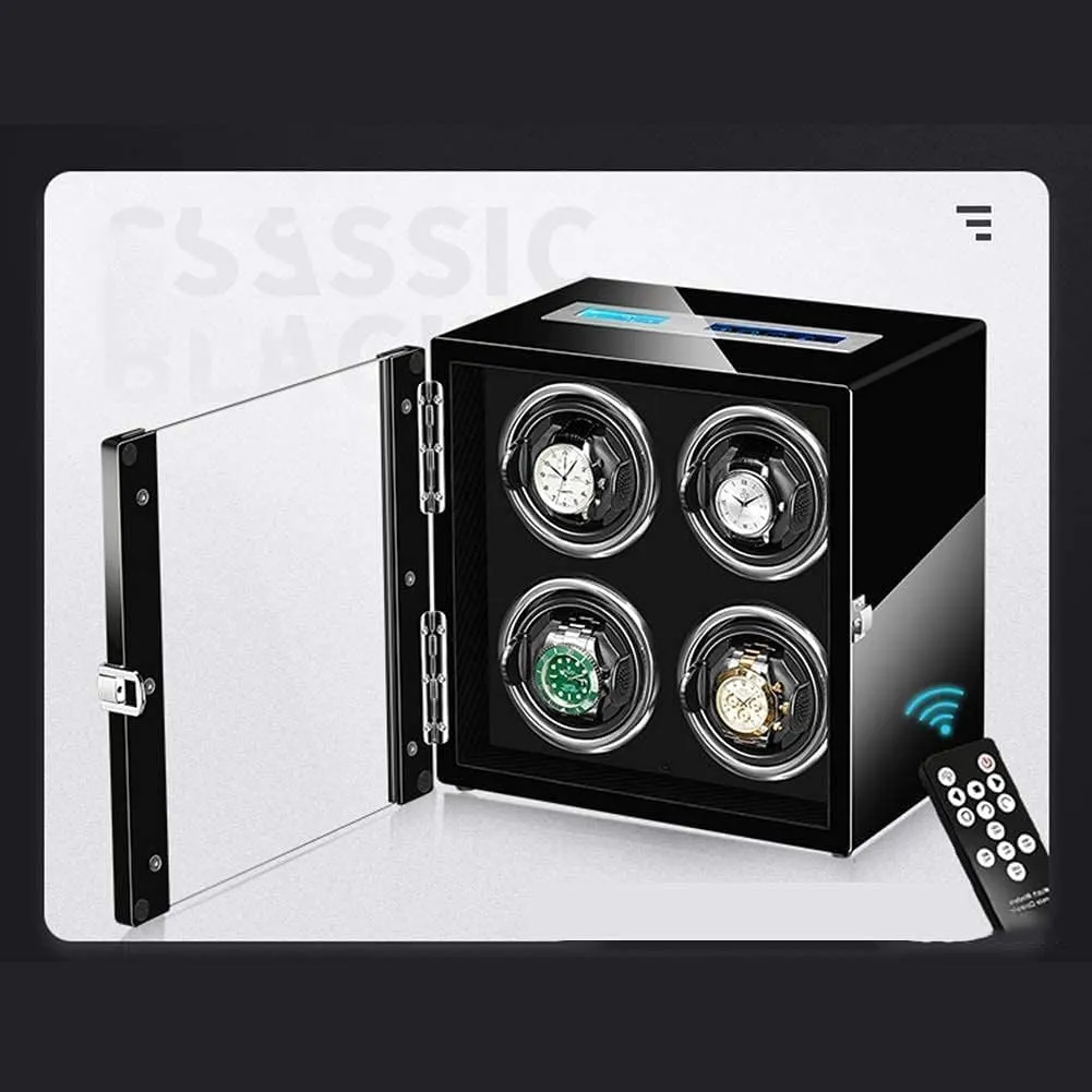 Motor,15 Adjustable Modes,LED Illumination previous and Touch Display,Wood Shell Piano Finish,F Watch Winder Box with Ultra-Quiet 
