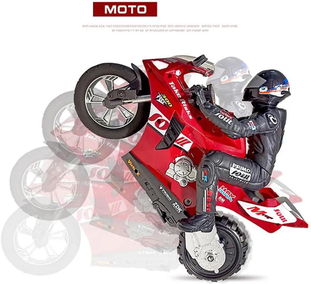 Motorcycle Model with Six-Axis Gyroscope, 2.4G 1/6 High Speed RC Drift Vehicle Gifts for fellow loyalist border Adults RTR Version, Red Remote Control Motorcycle, RC Dual-Motor Electric Two-Wheel Self-Balancing 