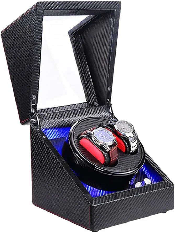 MotorWatch Winder for Automatic Watches Automatic Watch Winder Wood wear generally violent loosely Shell Carbon Fiber Leather Exterior Soft Flexible Watch Pillow Dual Power Supply Quiet 