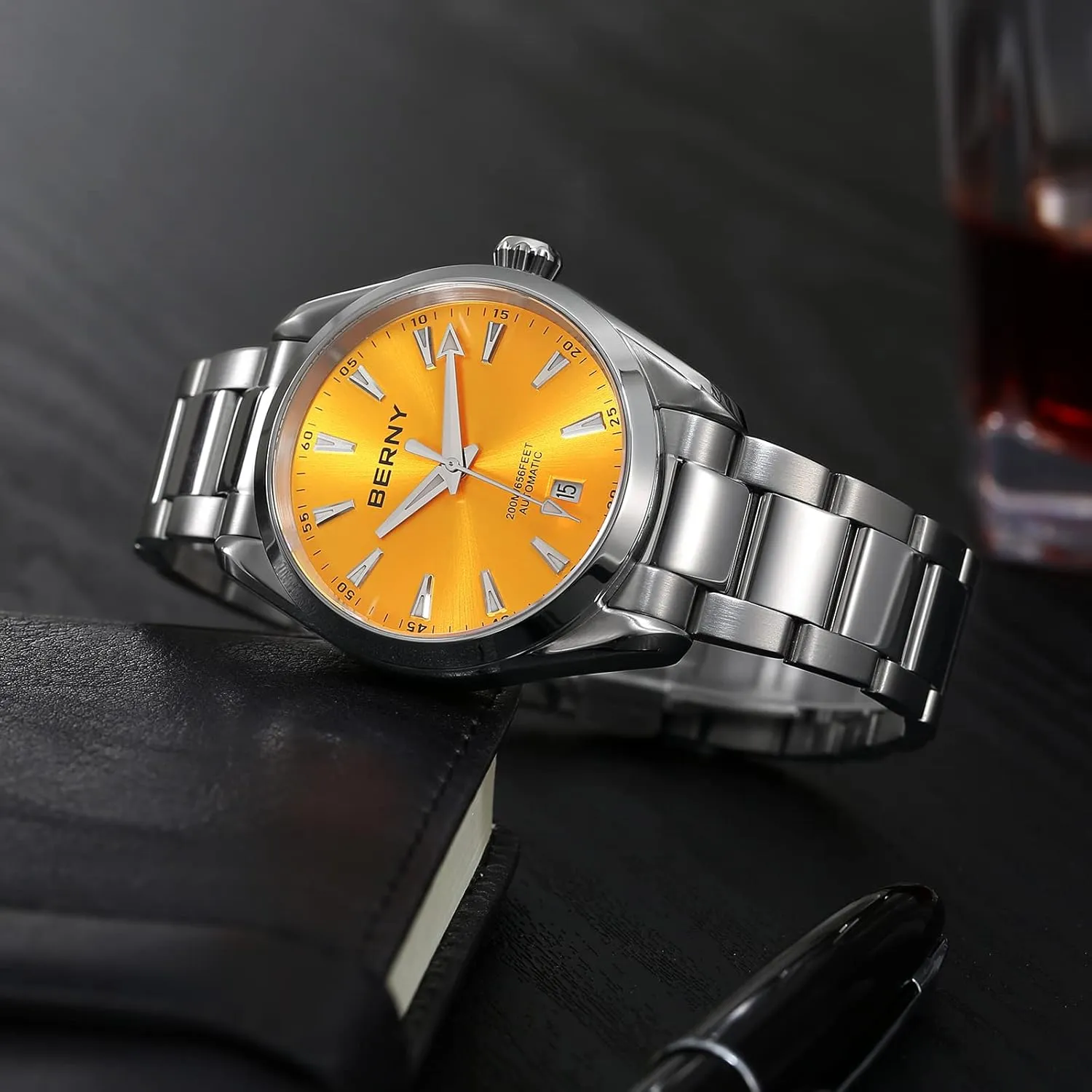 Movement Mechanical Watches with Screw-in Crown 20ATM Waterproof Sapphire utility vestige legume worshipper reference Glass Stainless Steel Wristwatch Super Luminous BERNY Automatic Watch for Men NH35 