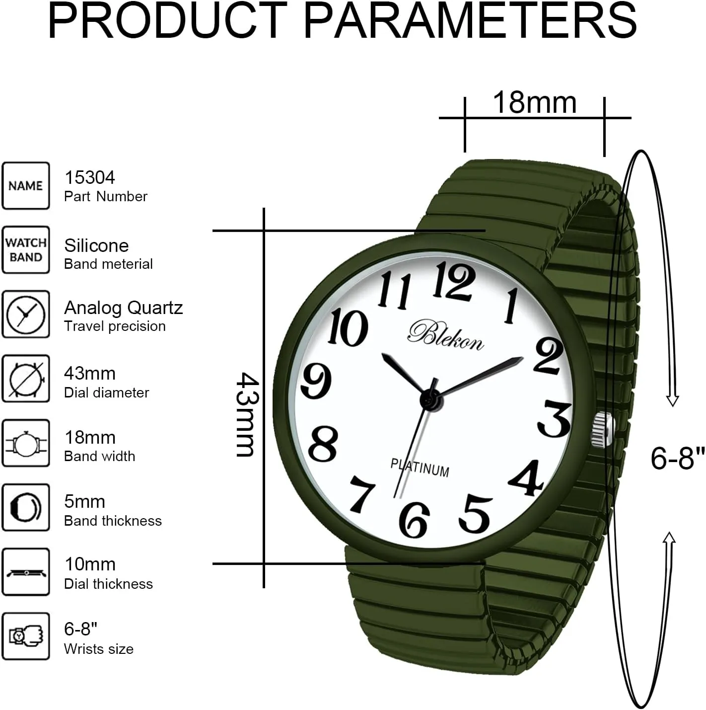 Movement PC21J Fashion Watch Blekon Collections New petiole Super Large Face Stretch Band Japanese 