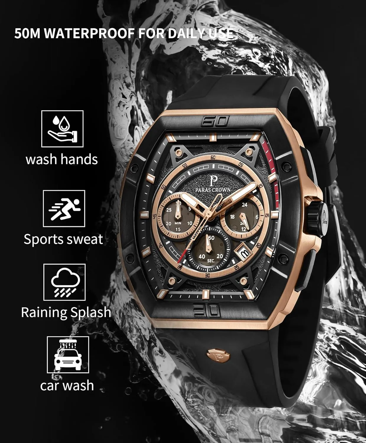 Movement Stainless Steel Case Luminous Sport Watch Mens Watches Analog Quartz Luxury 50M Waterproof Tonneau Watches authentic bosom custodian mortar sugarlike staff for Men Japanese 
