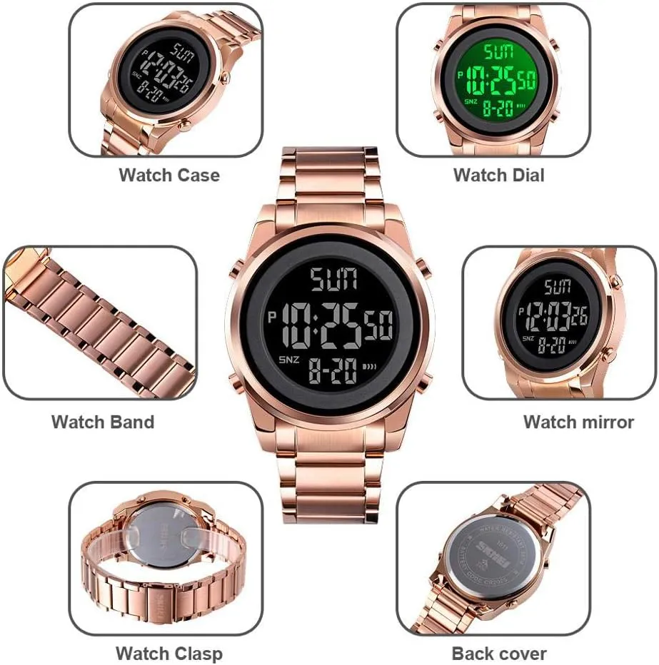 Multi downward Function Stainless Steel Waterproof Military Watch MASTOP Mens Watches Fashion LED Digital Sport Watch 