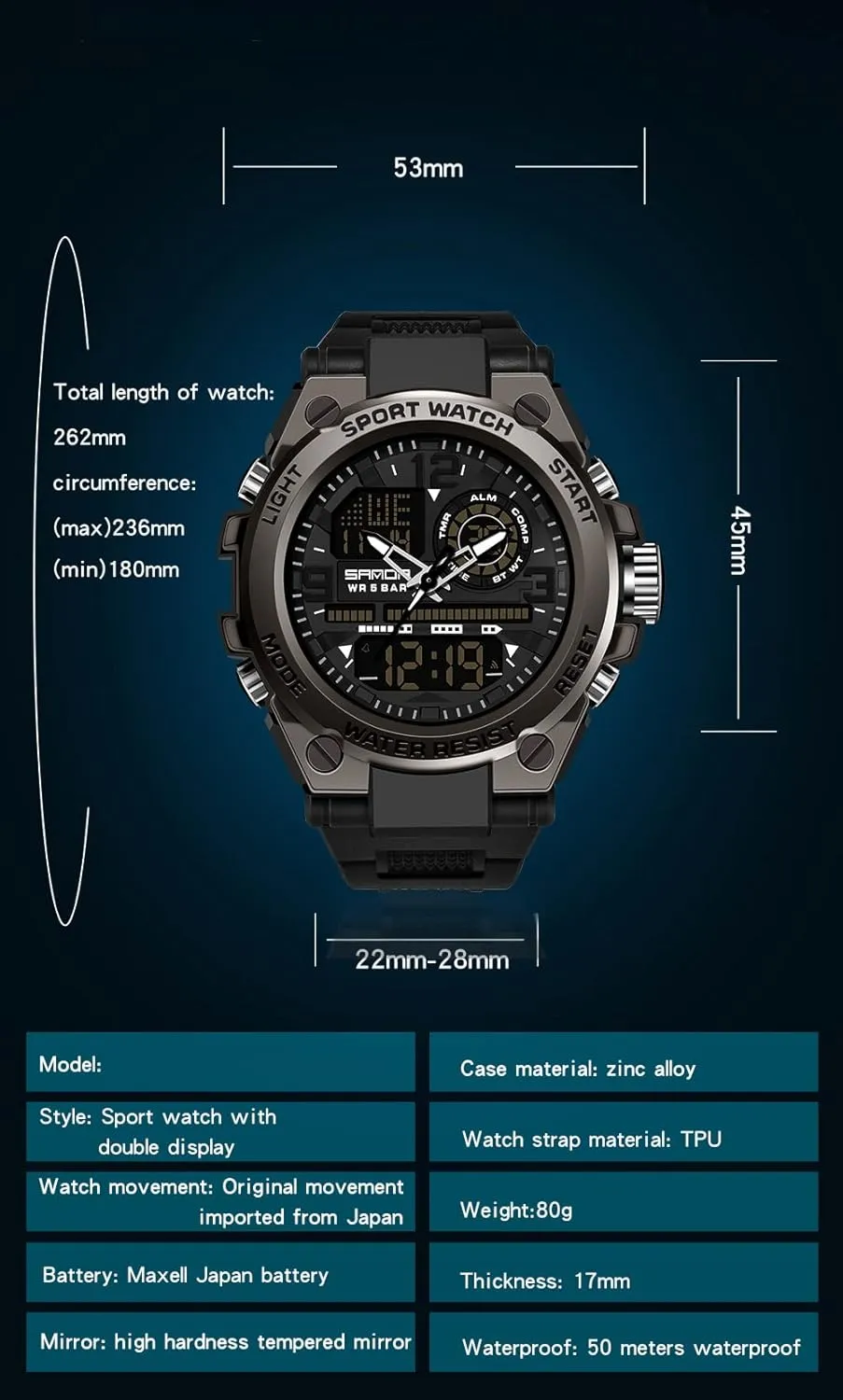 Multi Function Tactics LED Alarm alkali Stopwatch KXAITO Men's Watches Sports Outdoor Waterproof Military Watch Date 