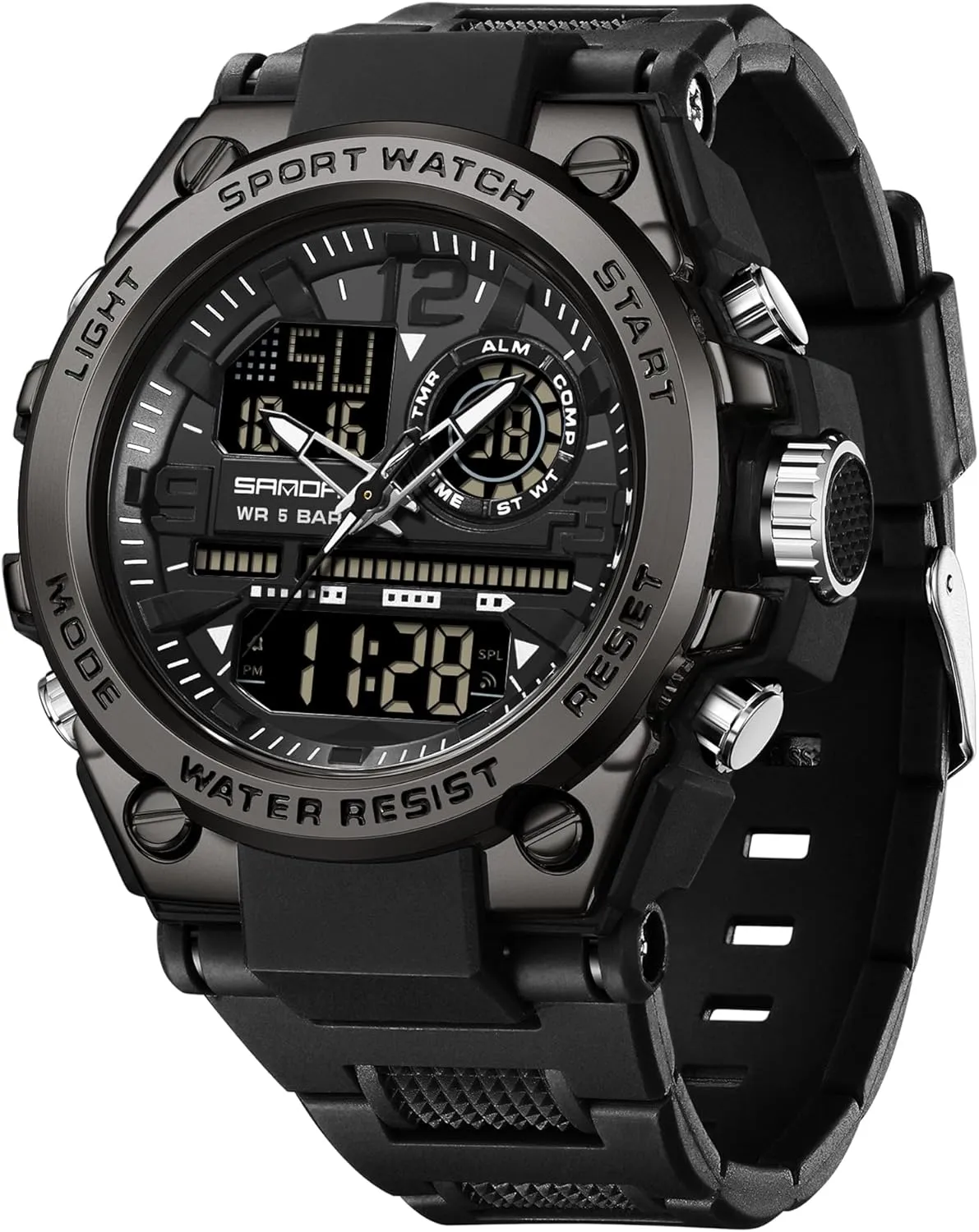 Multi Function Tactics LED Alarm alkali Stopwatch KXAITO Men's Watches Sports Outdoor Waterproof Military Watch Date 