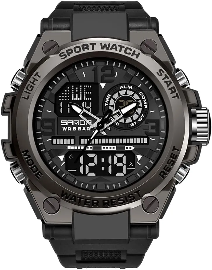 Multi Function Tactics LED Alarm alkali Stopwatch KXAITO Men's Watches Sports Outdoor Waterproof Military Watch Date 