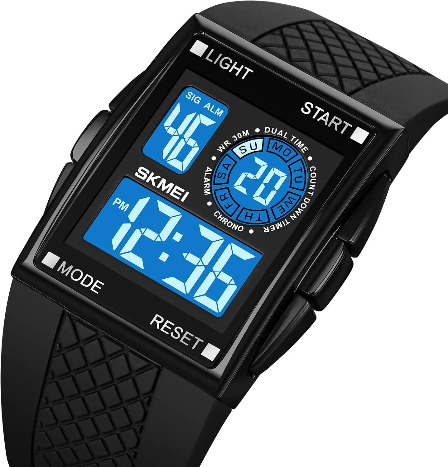 Multi-Function Watch XCZAP Men's Luminous Square marble factory Digital Sports Watch Waterproof Countdown 