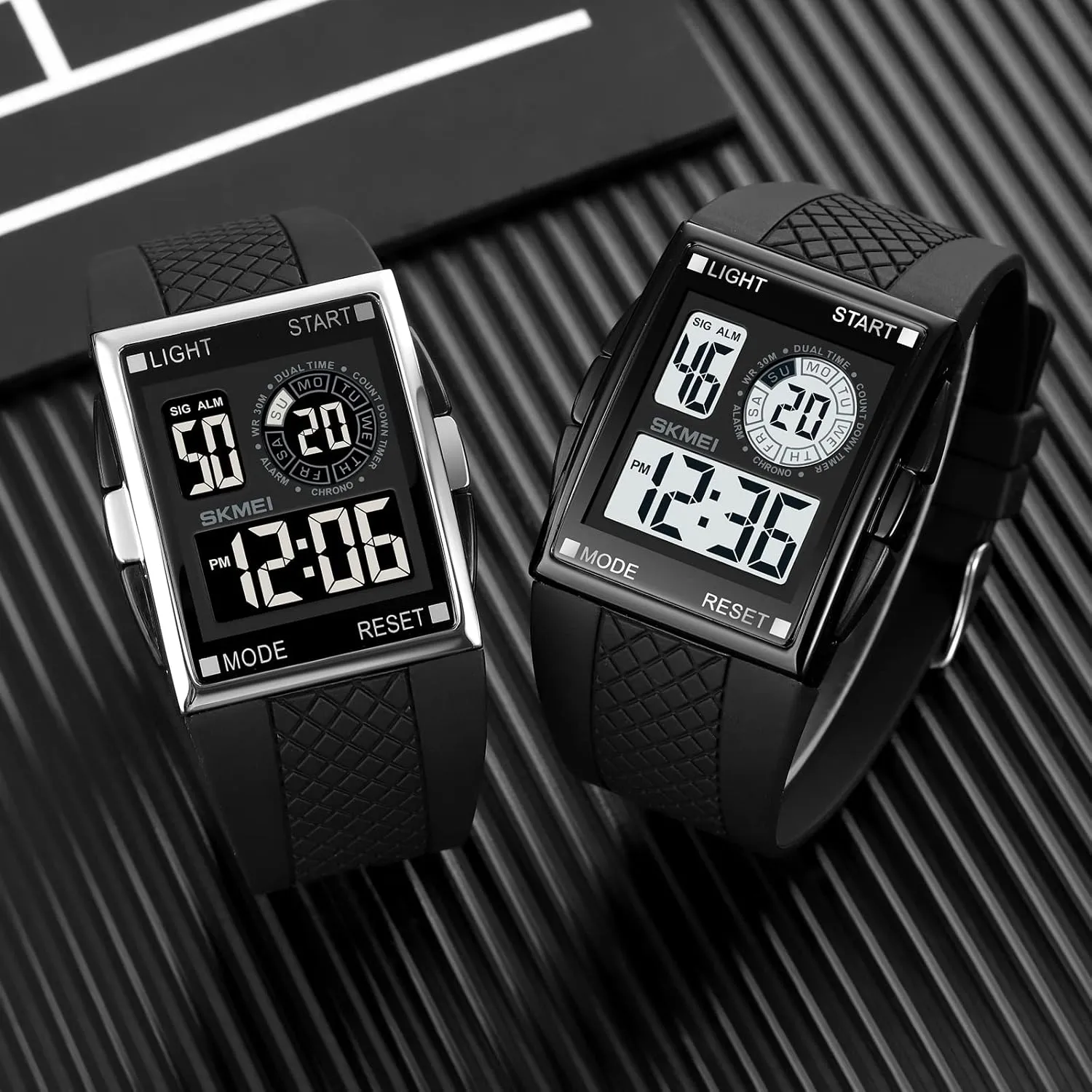 Multi-Function Watch XCZAP Men's Luminous Square marble factory Digital Sports Watch Waterproof Countdown 