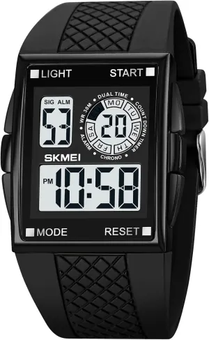Multi-Function Watch XCZAP Men's Luminous Square marble factory Digital Sports Watch Waterproof Countdown 