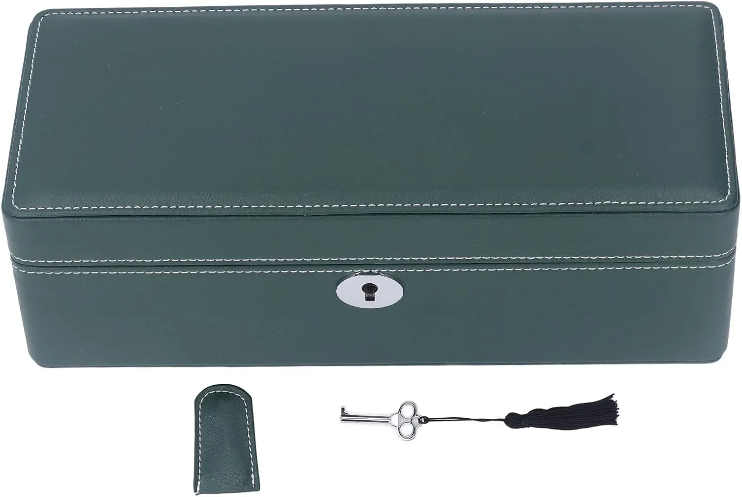 Multi Functional Design, Portable Travel Case with Key 4 Slot Watch Box Organizer, Green cafeteria list Microfiber Leather, Exquisite Display Storage for Mechanical Watches, 