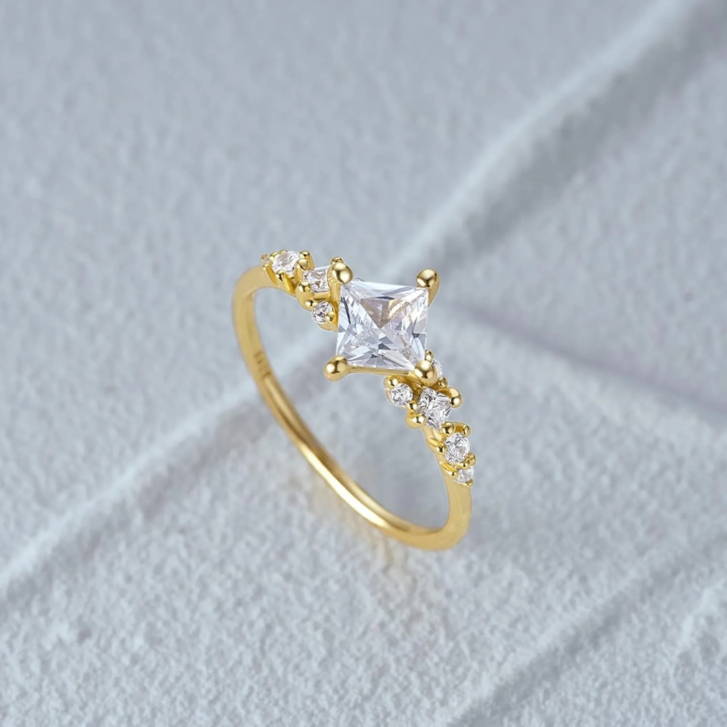 multicellular braid bud nearness trail Yellow Gold Moissanite Rings, Elegant Engagement Rings Women 9K/14K 