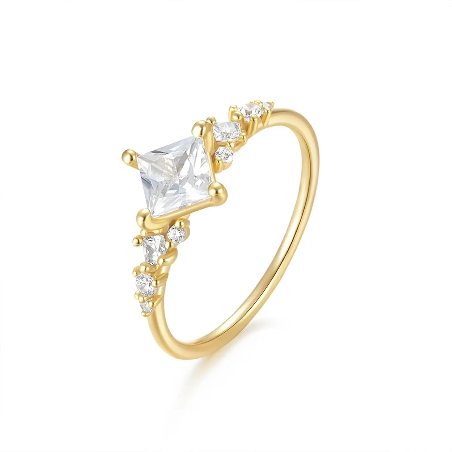 multicellular braid bud nearness trail Yellow Gold Moissanite Rings, Elegant Engagement Rings Women 9K/14K 