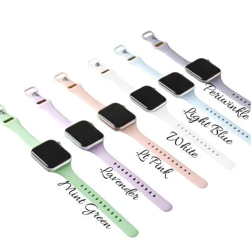 Narrow Apple Watchband, Add Optional Hole for Charms, Narrow Sports Band, Narrow Silicone Band