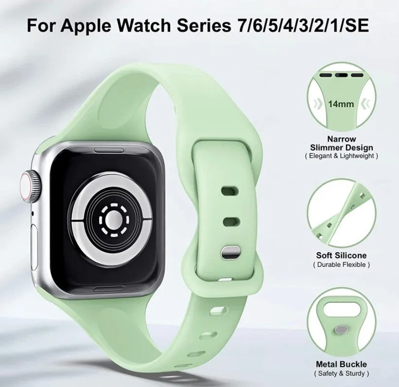 Narrow Pastel Apple Watchband, Add Optional Hole to Band for Charms, Narrow Sports Band, 38mm, 40mm, 41mm,  Summer Watch Bands