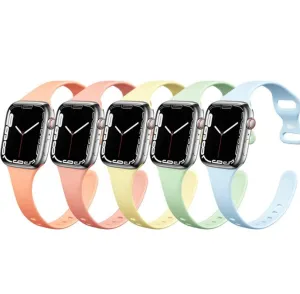 Narrow Pastel Apple Watchband, Add Optional Hole to Band for Charms, Narrow Sports Band, 38mm, 40mm, 41mm,  Summer Watch Bands
