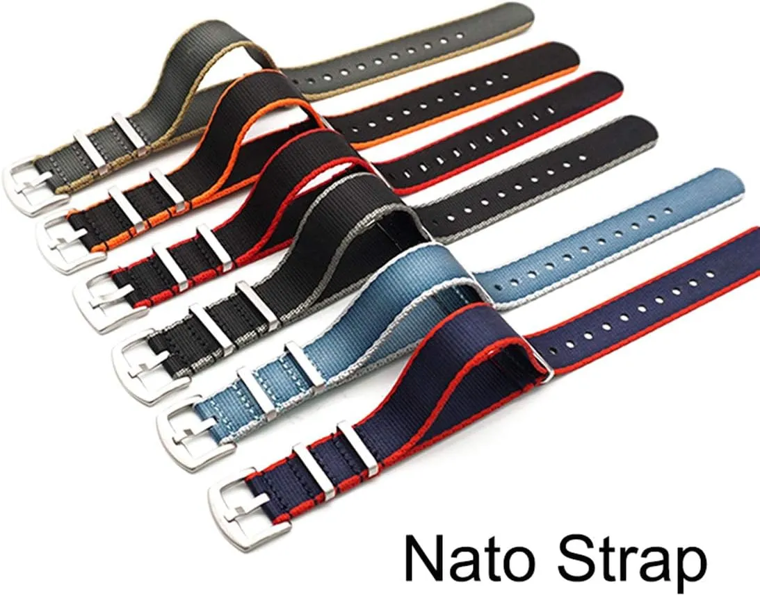 NATO thrifty Watchband Men One-Piece Bracelet Accessorie Military Watchband Replacement Universal Strap,20mm/22mm Nylon Strap Grey/Khaki 