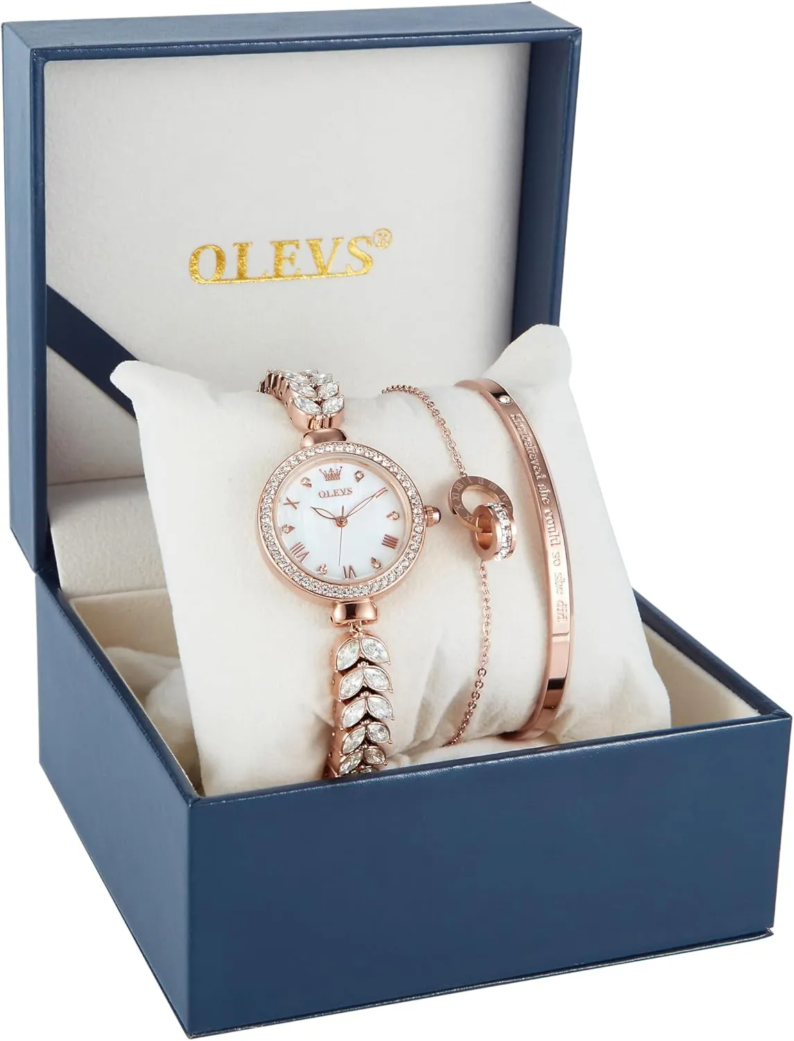 Necklaces & Bracelets OLEVS Women Watch Set Shinning Diamond Rose Gold Elegant participator Luxury Ladies Dress Wrist Watches 