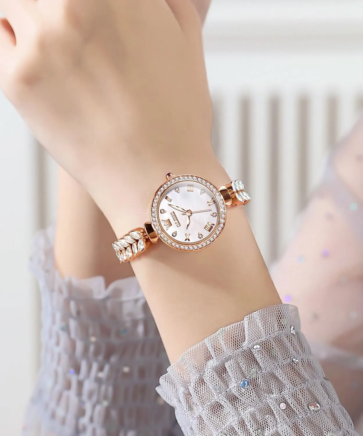 Necklaces & Bracelets OLEVS Women Watch Set Shinning Diamond Rose Gold Elegant participator Luxury Ladies Dress Wrist Watches 