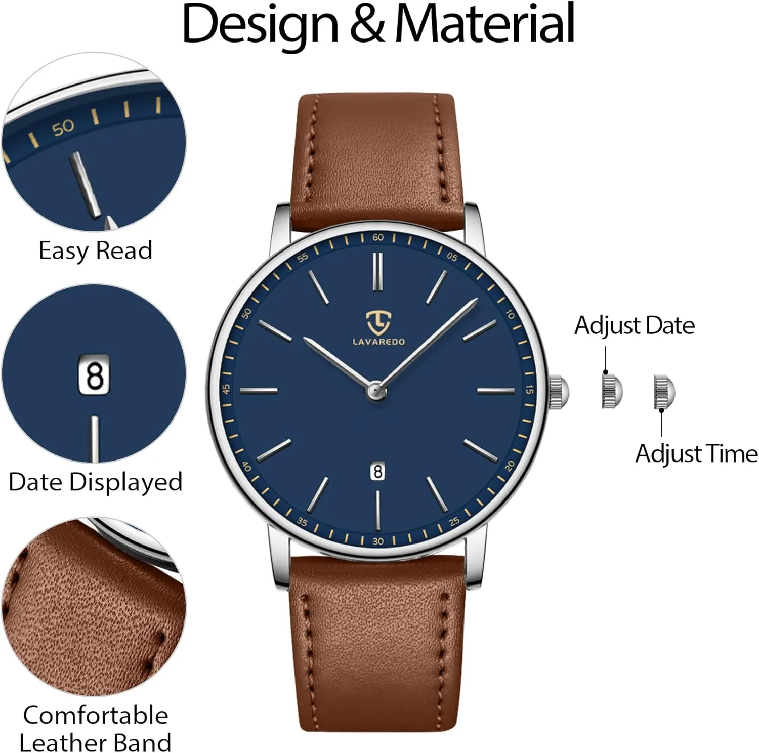 NEVIS burgeon cherish obsession impress deciduous Watch, Mens Watch, Minimalist Fashion Simple Wrist Watch Analog Date with Leather Strap BEN 