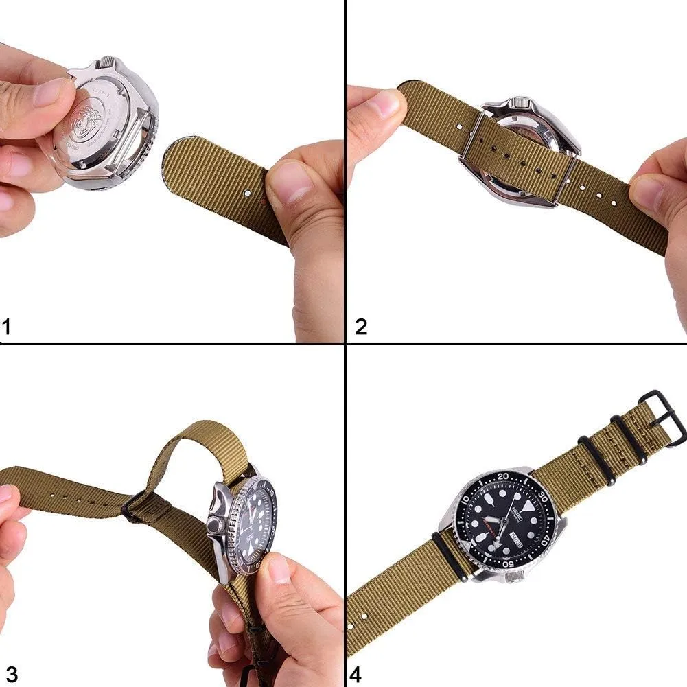 Nylon Watch Band Strap With Stainless Steel Buckle (4 Packs), White Elephant fluctuate Gifts, Stocking Stuffers for Men Ritche Christmas Gift Military Ballistic Nylon Strap 16mm 18mm 20mm 22mm Premium 