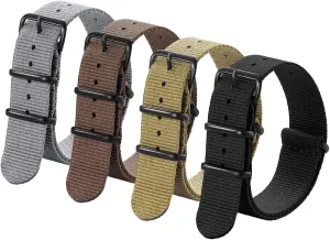 Nylon Watch Band Strap With Stainless Steel Buckle (4 Packs), White Elephant fluctuate Gifts, Stocking Stuffers for Men Ritche Christmas Gift Military Ballistic Nylon Strap 16mm 18mm 20mm 22mm Premium 