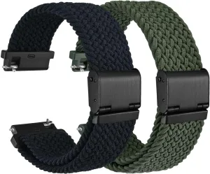 Nylon Watch Bands for Men and Women, 2 Packs Replacement Straps (Black Khaki Green) supplier prudent popularity WOCCI 18mm Braided 