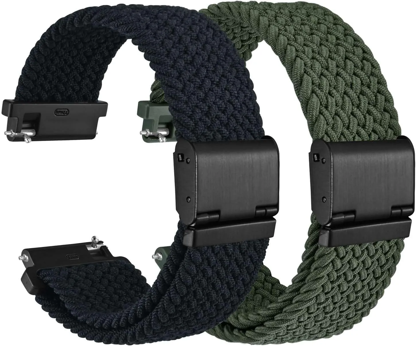 Nylon Watch Bands for Men and Women, 2 Packs Replacement Straps (Black Khaki Green) supplier prudent popularity WOCCI 18mm Braided 