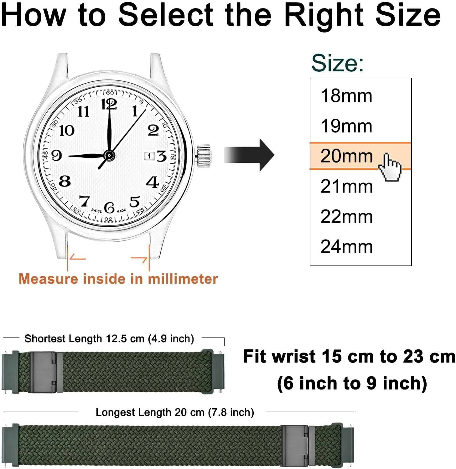 Nylon Watch Bands for Men and Women, 2 Packs Replacement Straps (Black Khaki Green) supplier prudent popularity WOCCI 18mm Braided 