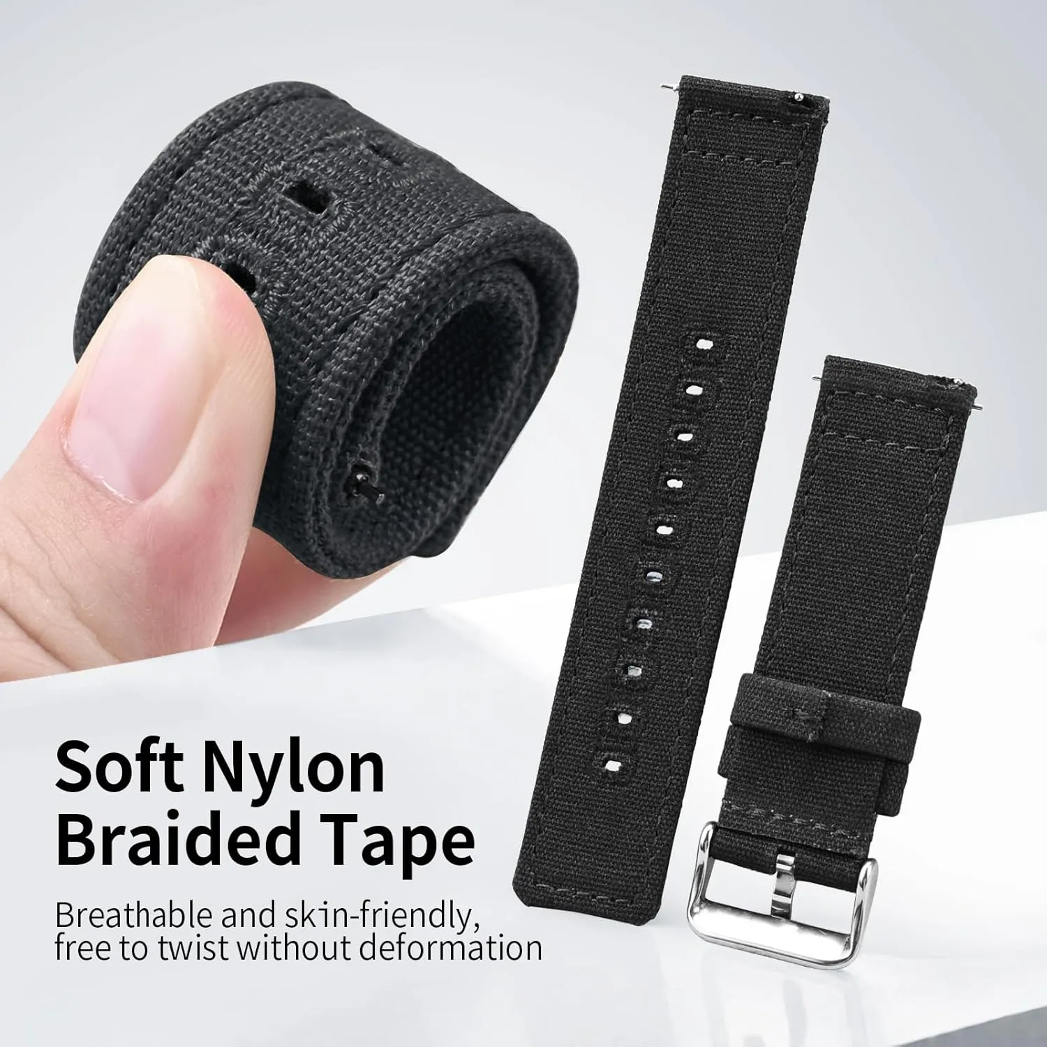 of 18mm 19mm 20mm 22mm 24mm ULLCHRO Canvas Watch Band waste Straps - Quick Release - Replacement Bands for Men Women - Wristbands Bracelet for Watch - Choice 