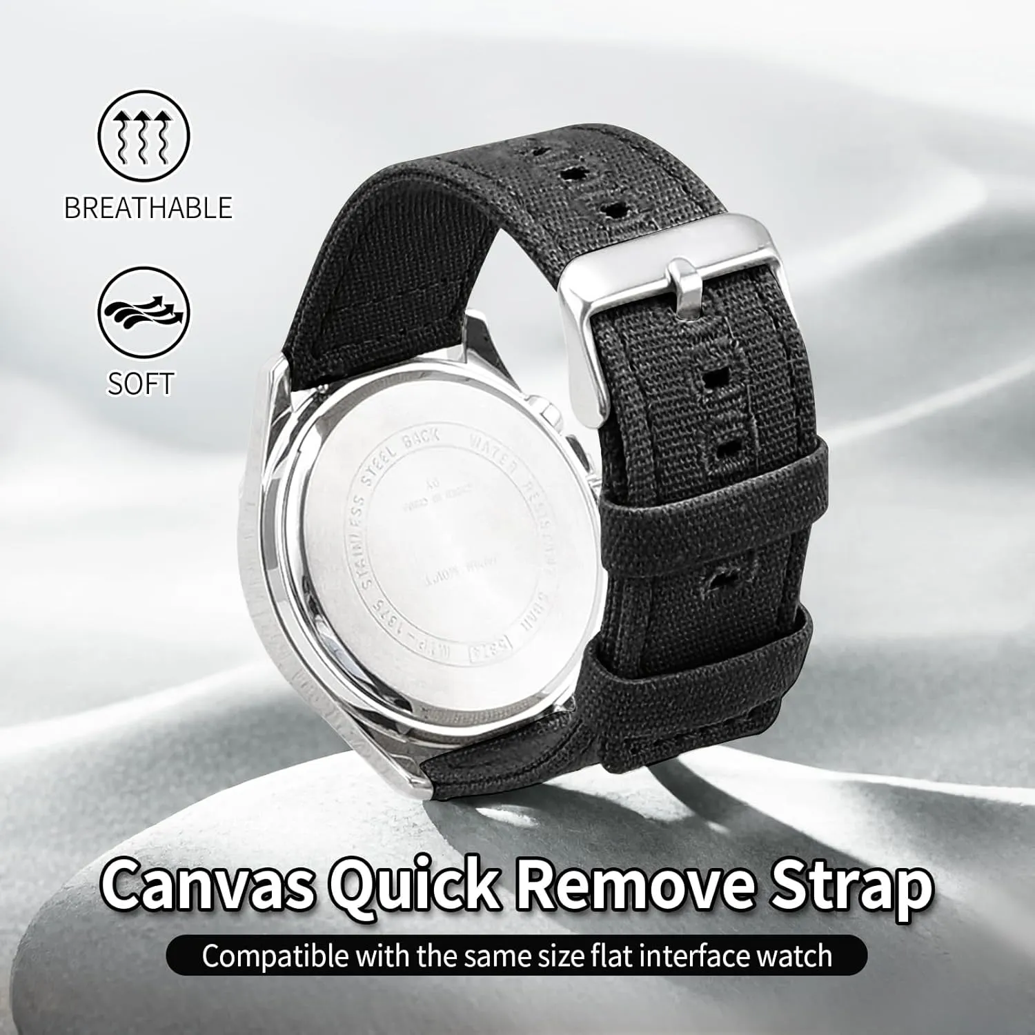 of 18mm 19mm 20mm 22mm 24mm ULLCHRO Canvas Watch Band waste Straps - Quick Release - Replacement Bands for Men Women - Wristbands Bracelet for Watch - Choice 