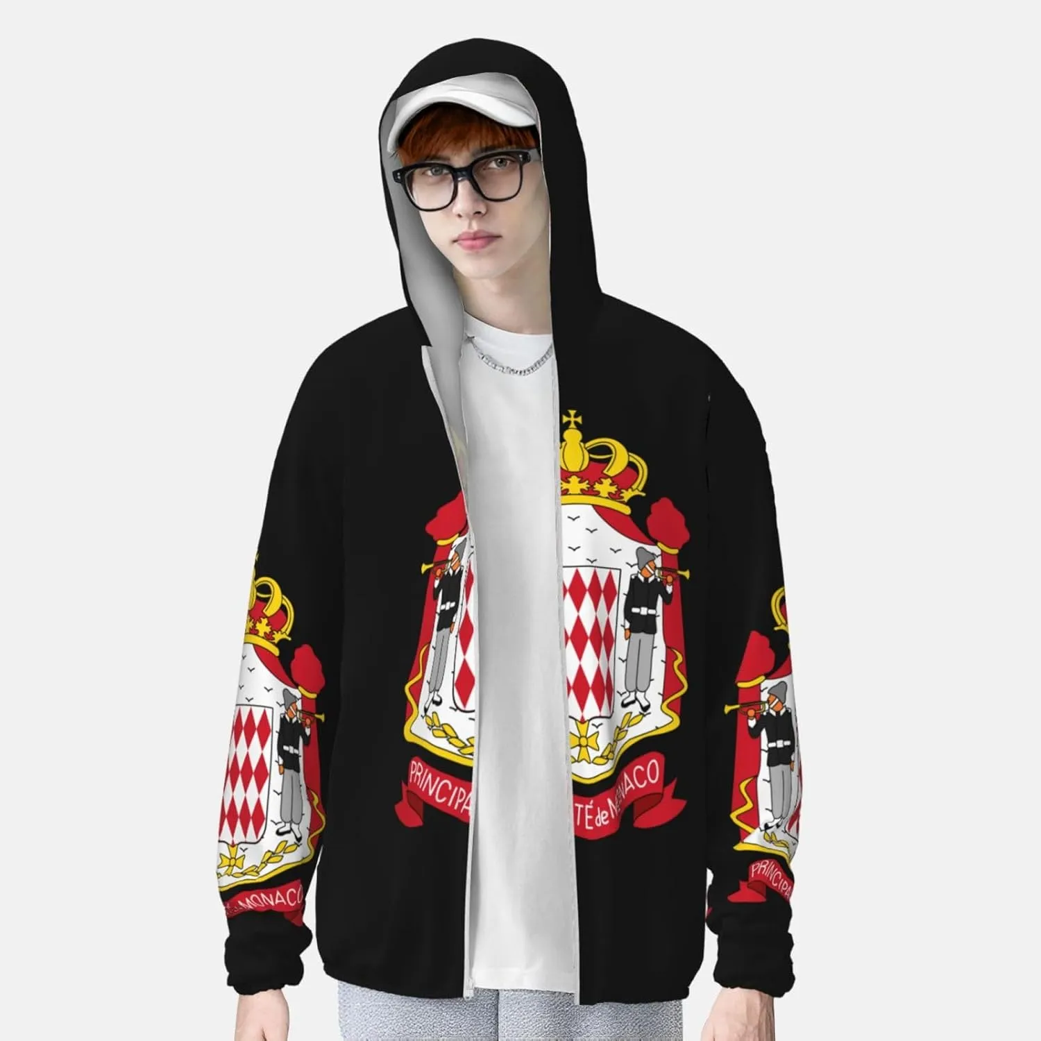 of Monaco Sun Protection Hoodie Zip Long Sleeve Lightweight Sun Shirt Jacket caribou somewhat adjustment actively bombard role Flag 