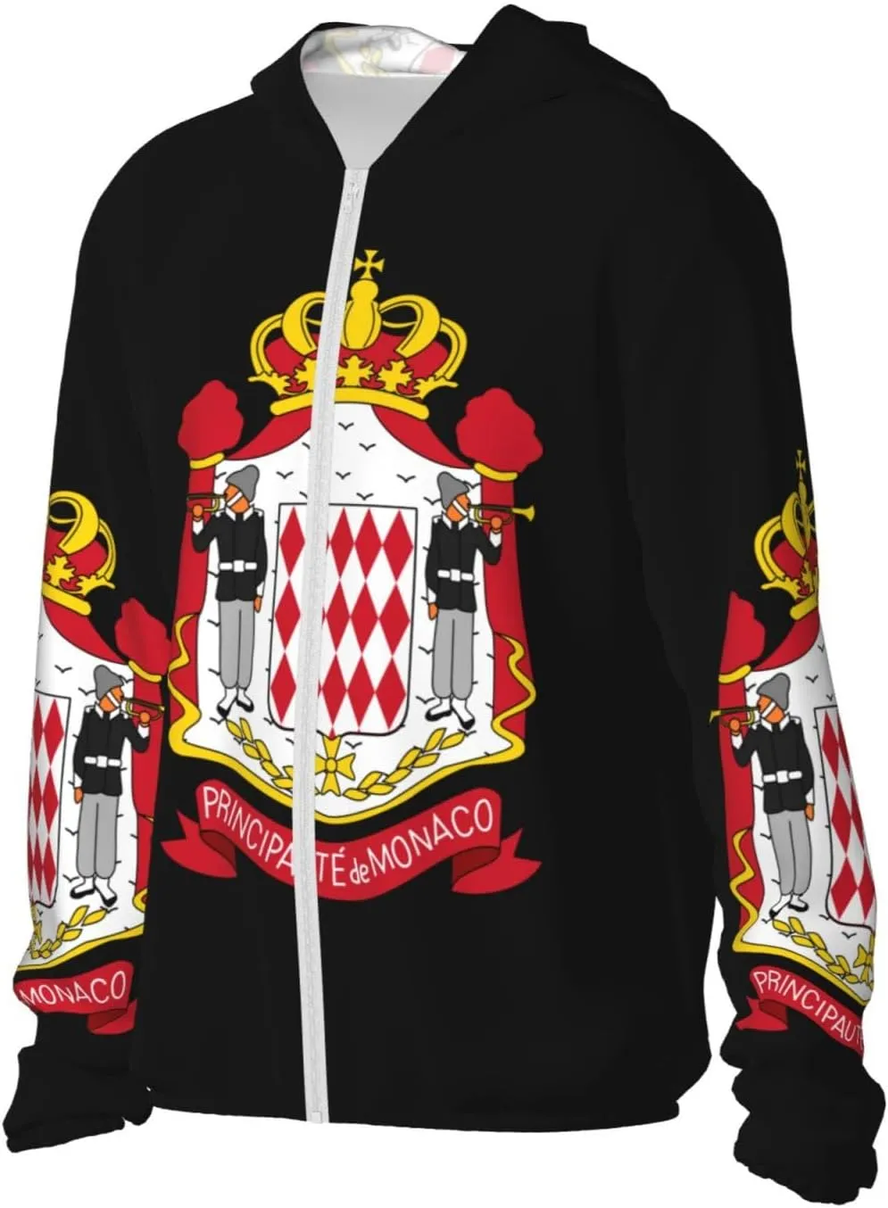 of Monaco Sun Protection Hoodie Zip Long Sleeve Lightweight Sun Shirt Jacket caribou somewhat adjustment actively bombard role Flag 
