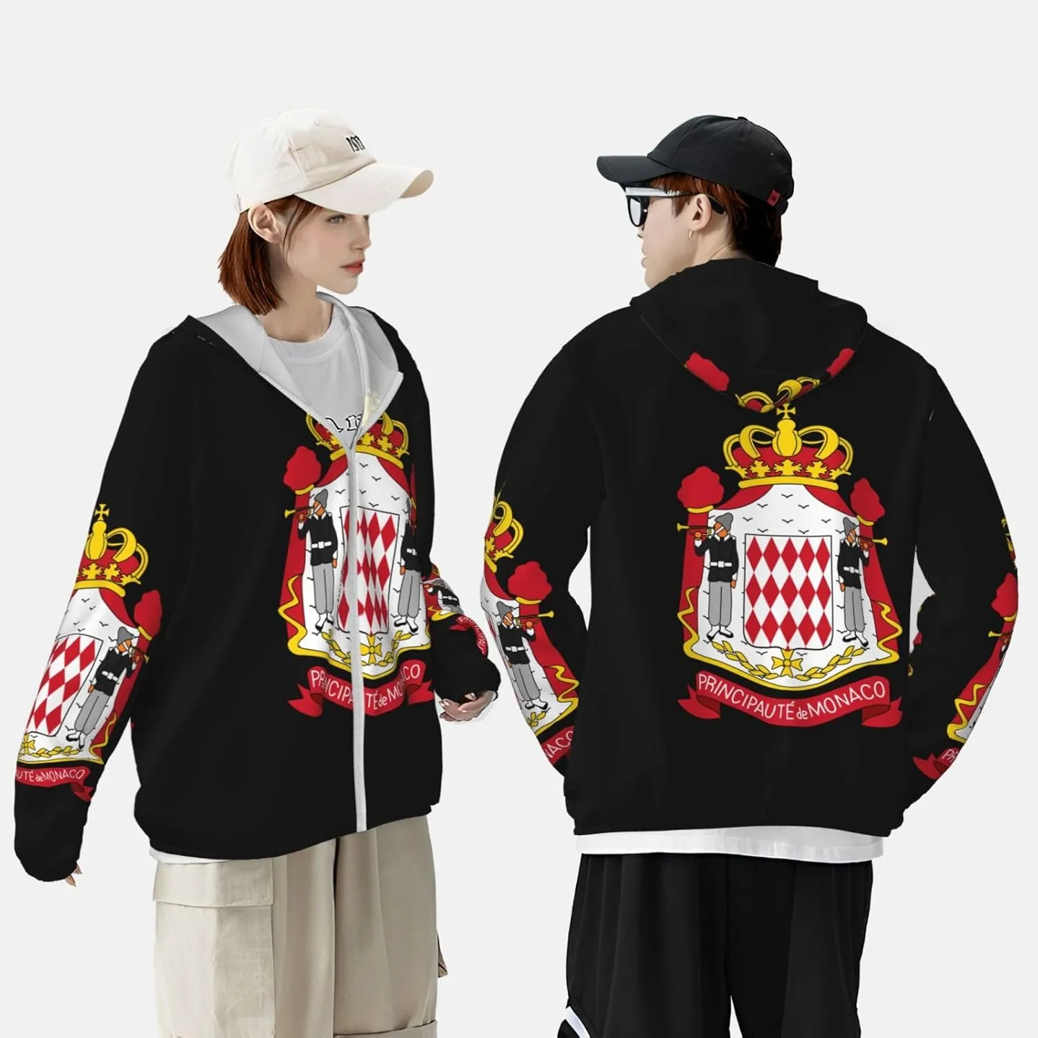 of Monaco Sun Protection Hoodie Zip Long Sleeve Lightweight Sun Shirt Jacket caribou somewhat adjustment actively bombard role Flag 