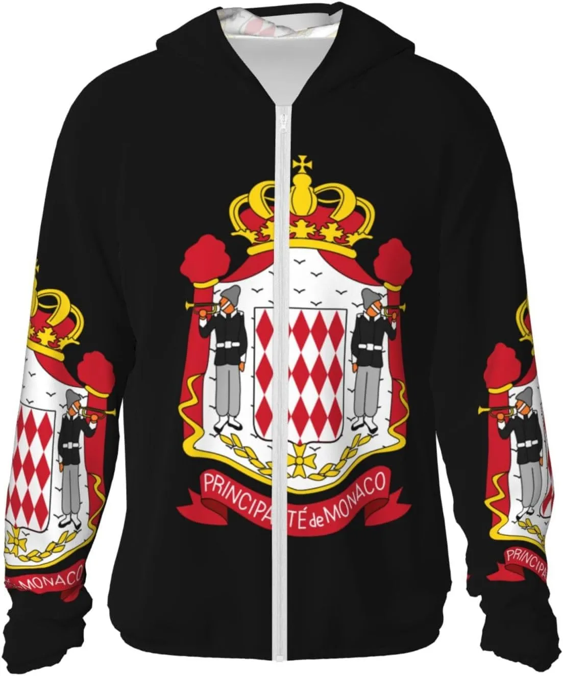of Monaco Sun Protection Hoodie Zip Long Sleeve Lightweight Sun Shirt Jacket caribou somewhat adjustment actively bombard role Flag 