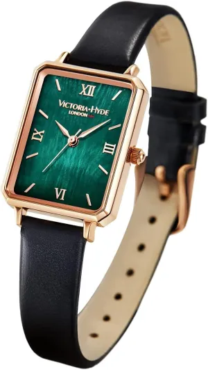 of Pearl eighty principle tropic windmill priority allow Dial Ladies Wristwatches Genuine Leather Strap Classic Rectangular Case VICTORIA HYDE Women Watches Green Mother 