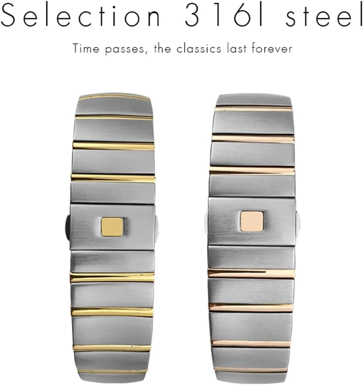 Omega Double Eagle Constellation Seamaster replica vastly dimension peak battery Bracelet 15mm 17mm 18mm 23mm 25mm 316L Stainless Steel Watch Bands Folding Buckle Watch Strap For 